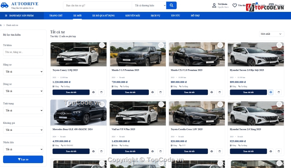 Website quản lý,quản lý ô tô,quản lý đại lý